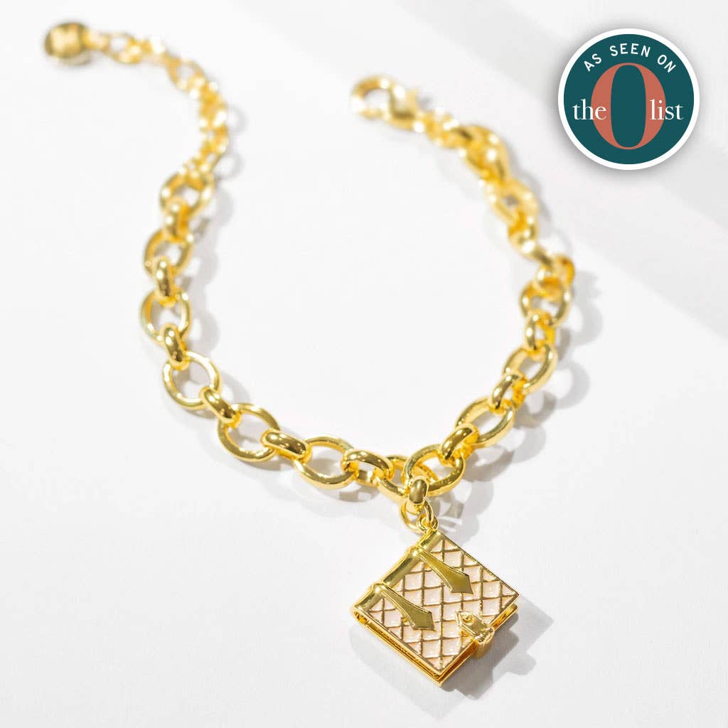 Book Charm Bracelet (Mother of Pearl)