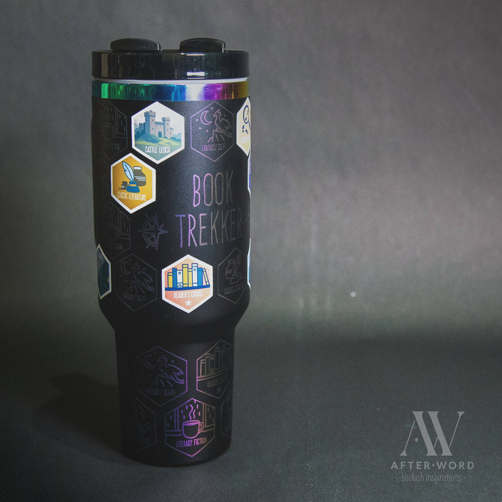 Book Trekker – 40oz Reading Tracker Tumbler + 40 Book-Inspired Stickers