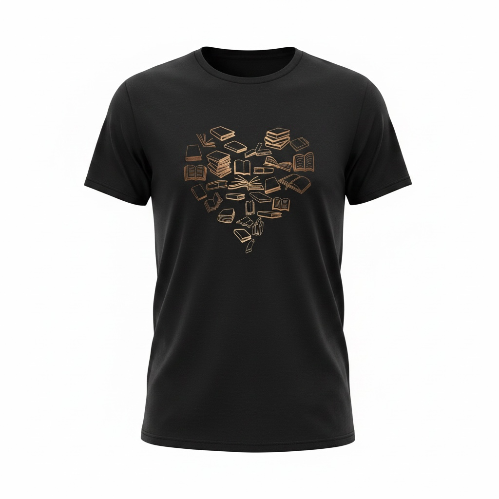 Ombre Book Heart T-Shirt (Black)