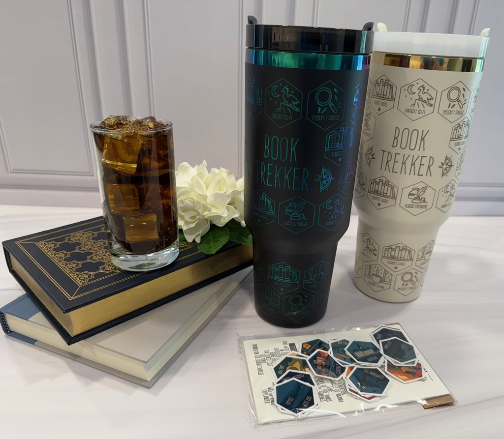 Choice of black or cream colored mug to which included stickers are applies once a book is read.