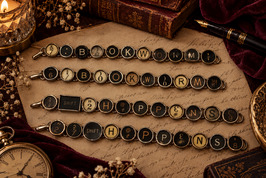 Bookworm Typewriter Key Bracelet