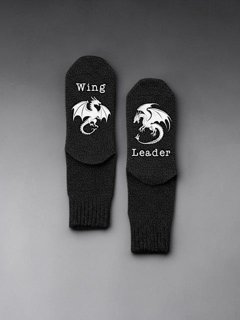 "Wing Leader" Dragon Women's Socks: Heather Black
