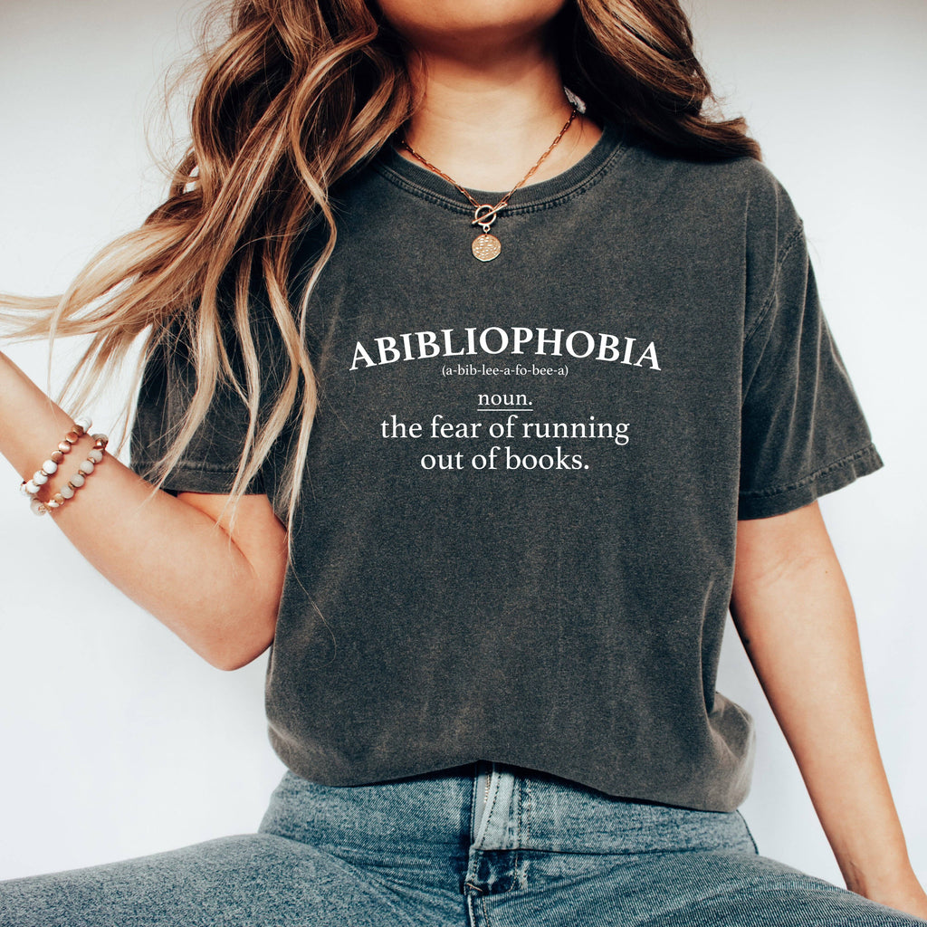 Running Out Of Books | Garment Dyed Tee | Reading: Pepper / White Ink / Medium