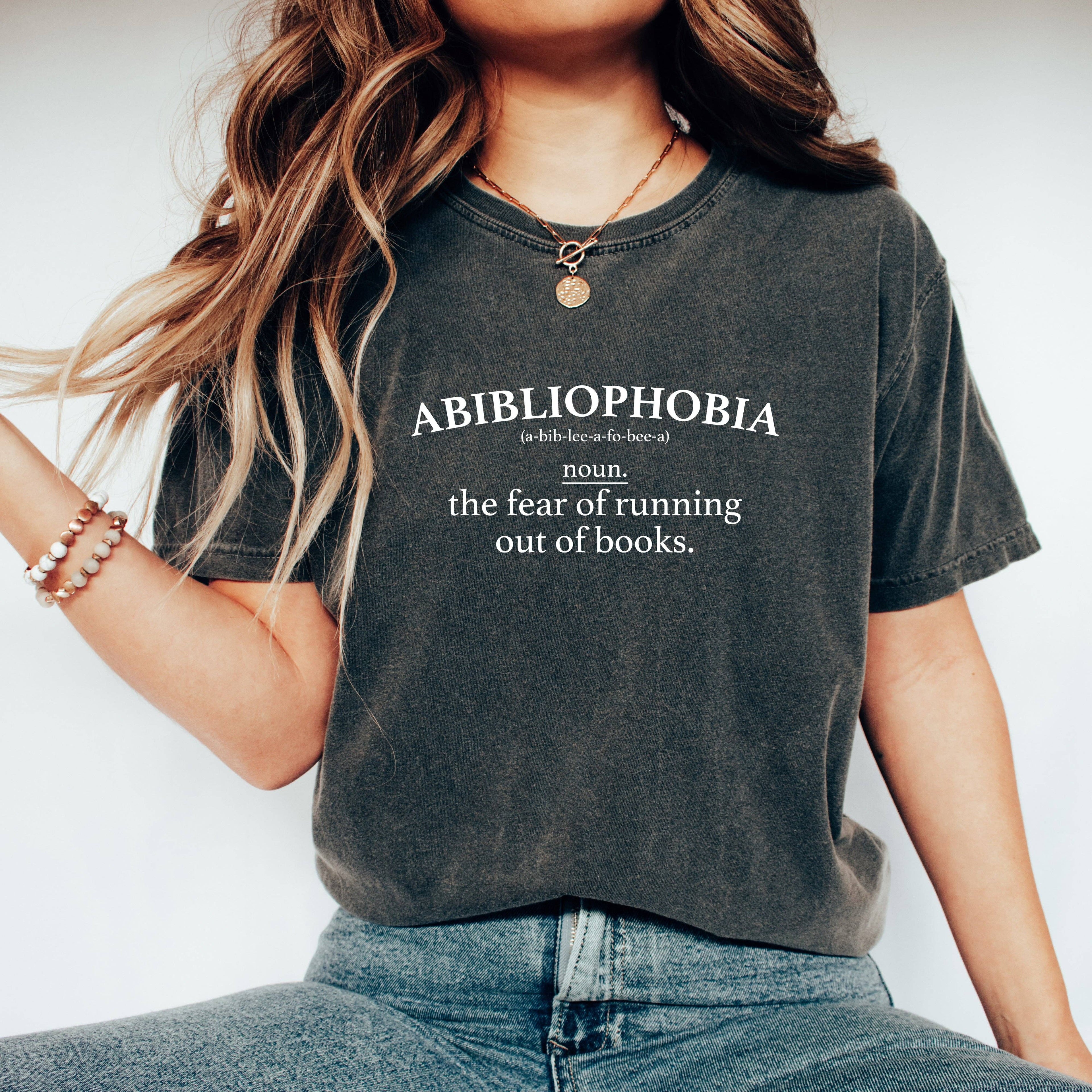 Running Out Of Books | Garment Dyed Tee | Reading: Pepper / White Ink / Large
