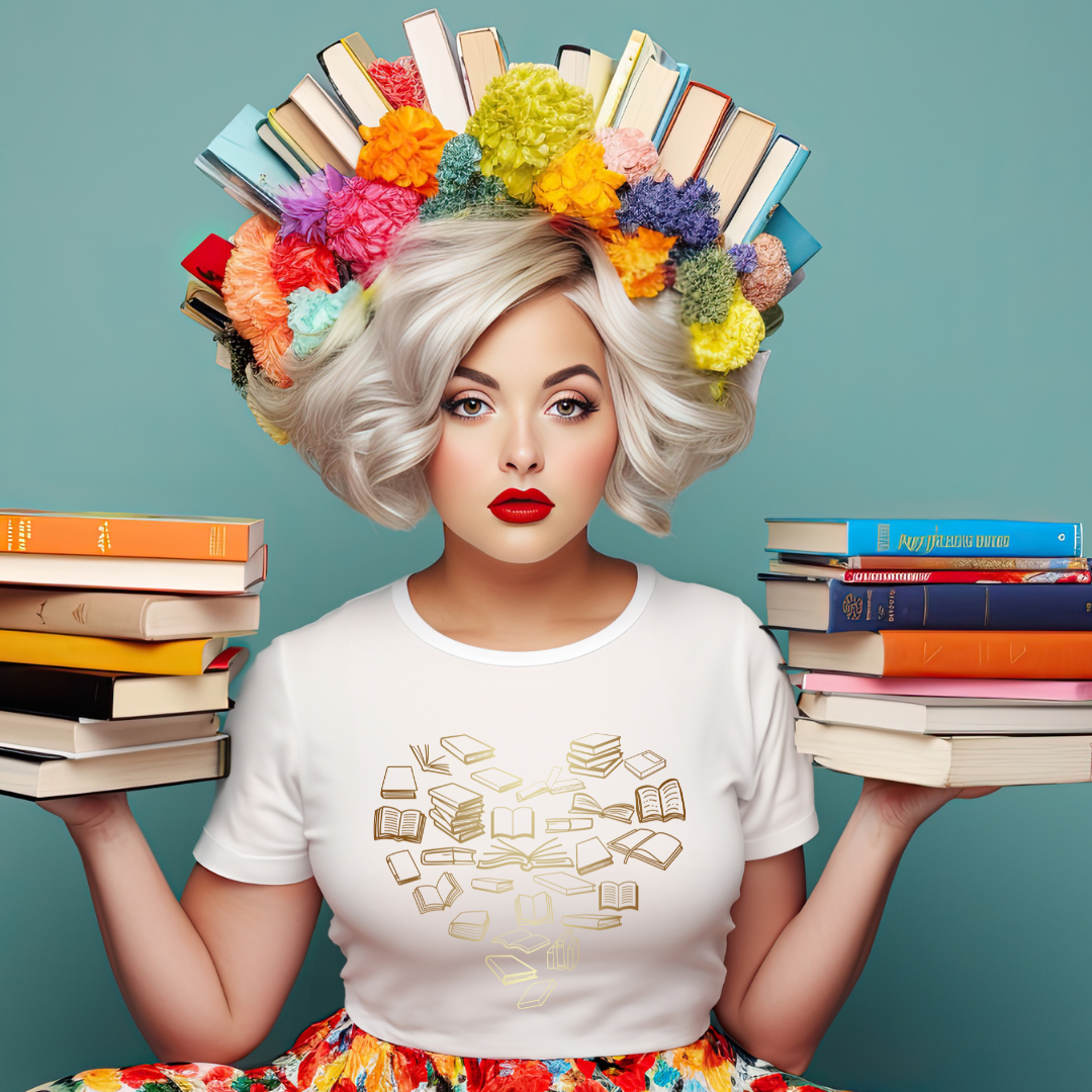 Ombre Book Heart T-Shirt (Black)