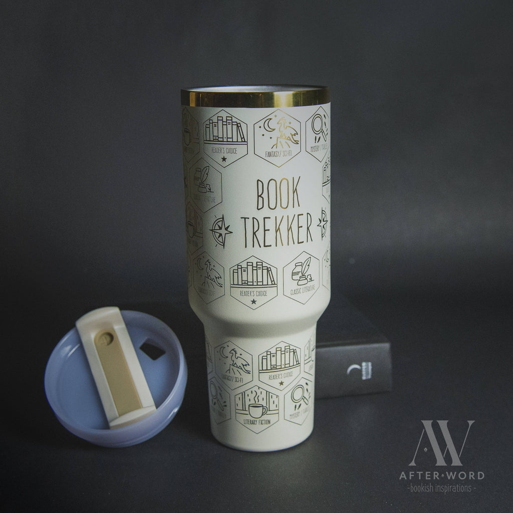 Book Trekker – 40oz Reading Tracker Tumbler + 40 Book-Inspired Stickers