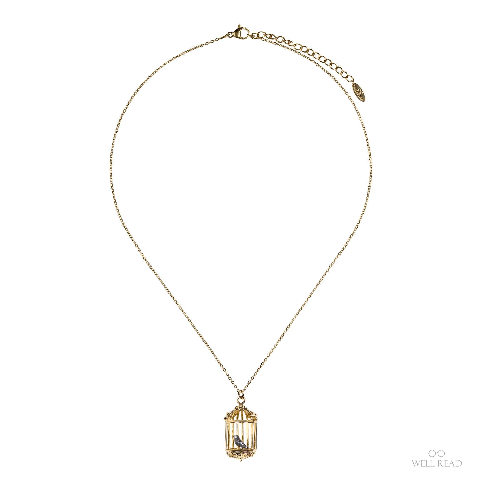 Jane Eyre Gold Cage Pendant Necklace
