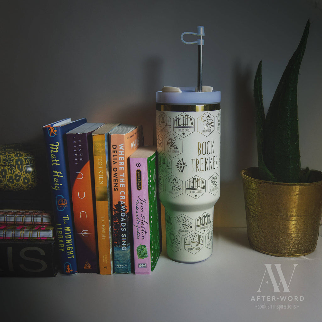 Book Trekker – 40oz Reading Tracker Tumbler + 40 Book-Inspired Stickers