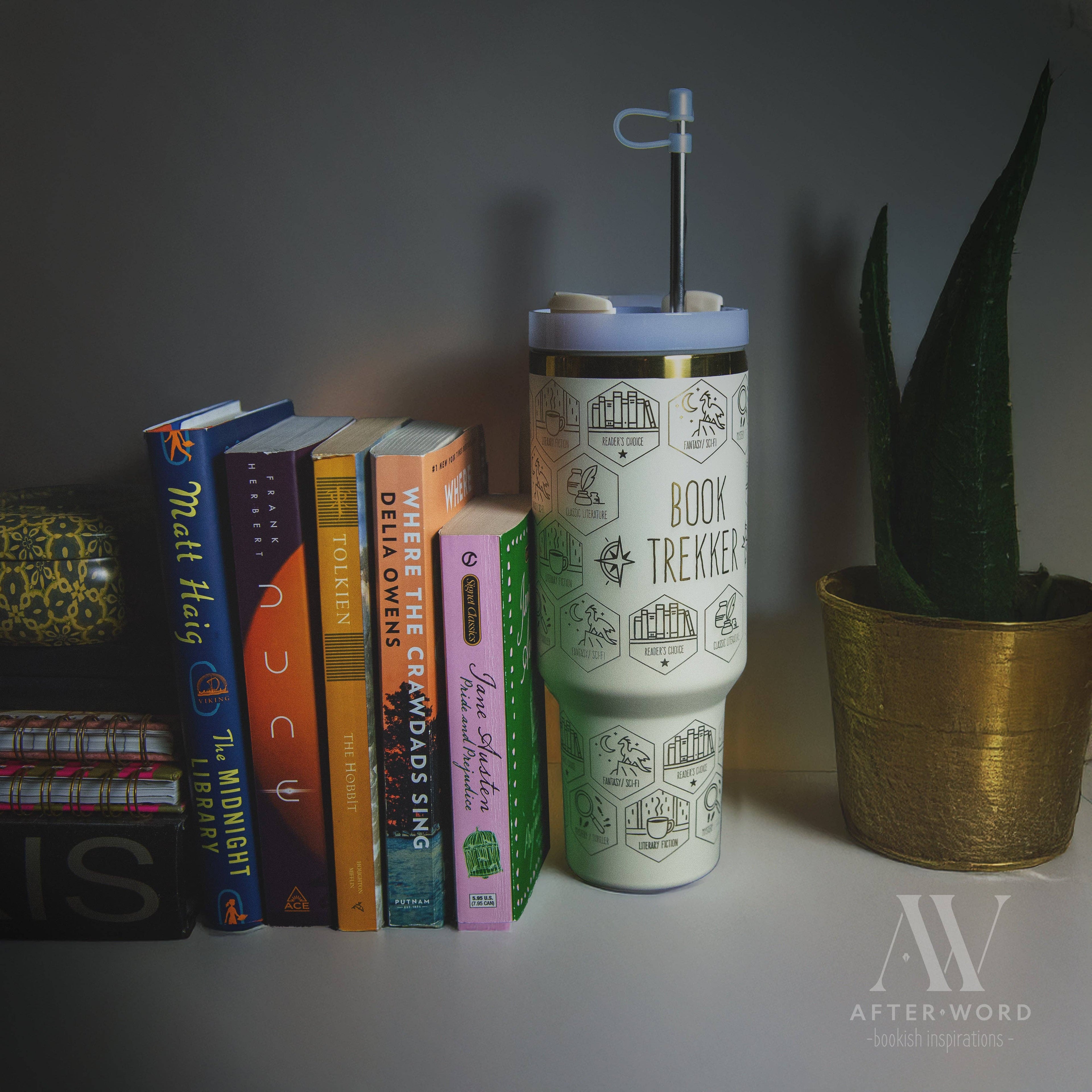 Book Trekker – 40oz Reading Tracker Tumbler + 40 Book-Inspired Stickers