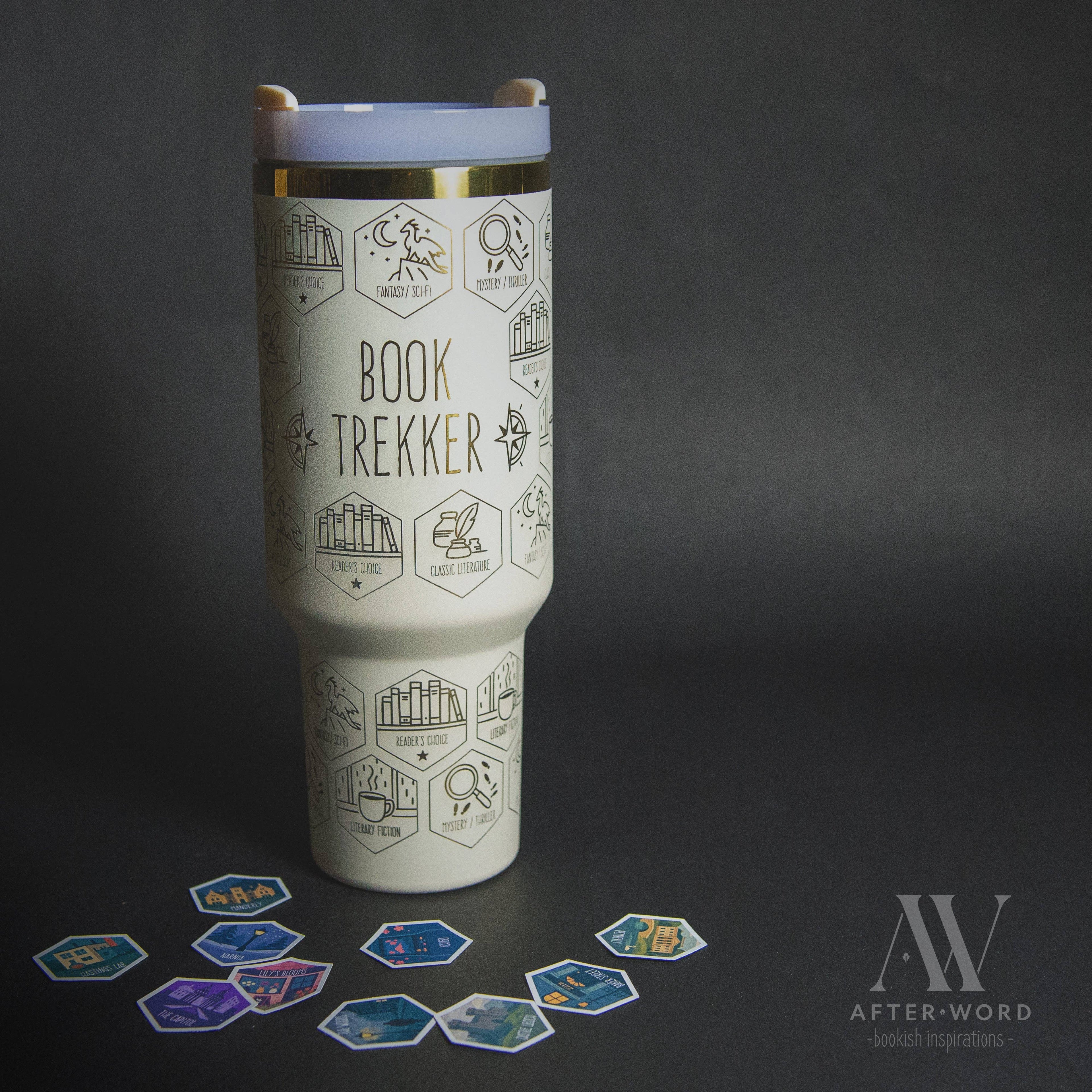 Book Trekker – 40oz Reading Tracker Tumbler + 40 Book-Inspired Stickers